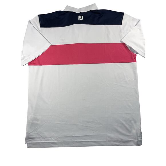 FootJoy FJ White Blue Pink striped Polo shirt Desert Springs men's XL New No Tag - Picture 1 of 8